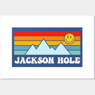 Jackson Hole Wyoming Ski Grand Teton Mountains Smiley Face Posters and Art